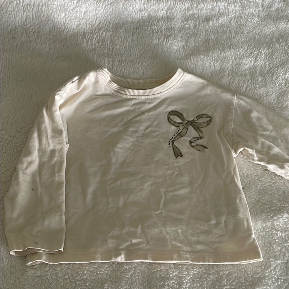 Zara Toddler girl Cream Shirt with Bow Detail